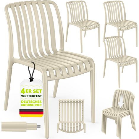 tillvex® Gartenstühle 4er Set Stapelbar Wetterfest Outdoor Stühle bis 120kg belastbar Gartenstühle Outdoor Terrassenstuhl Gartenmöbel Balkon Garten Terrasse (1/5)