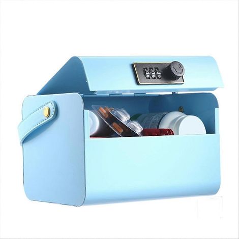 Tirelire pour enfants de 5 à 12 ans, coffre-fort portable avec code, petite boîte à monnaie avec cadenas à combinaison bleu (1/5)