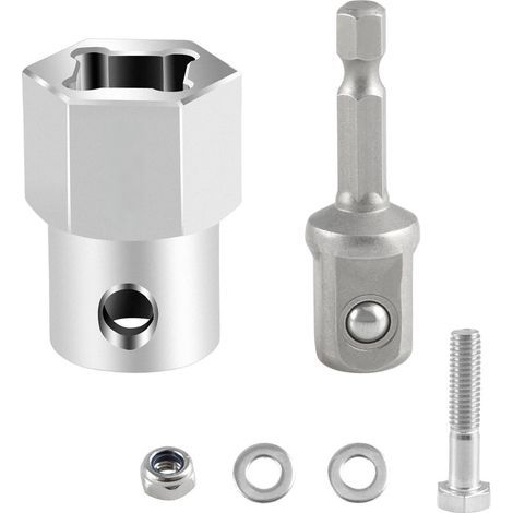 Adaptateur de perceuse sans fil, poignée de manivelle, remorque à main en acier inoxydable avec embout à douille de 1/2 po (1/5)