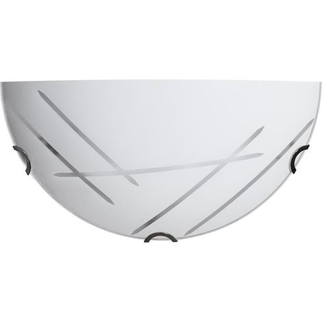 LAMPADA DA PARETE LETIZIA 1XE27 GANCI CROMO PIASTRA IN VETRO DECORATO TAGLI BIANCHI Ø30-HX15-PX10 CM OKX (1/2)