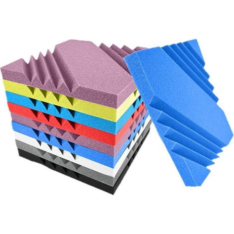 Set of 12 Fire-Retardant Twill Cotton Sound Insulation Panels, 30 x 30 x 5 cm, Fire-Retardant Purple (with Adhesive Backing)