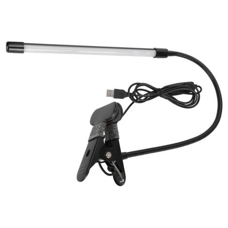 Lámpara de lectura LED ajustable con clip, brillo cálido y frío, color negro, tubo único, alimentación USB. (1/4)