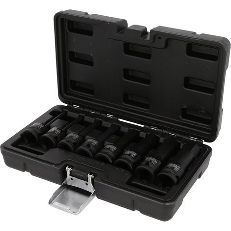 - Impact socket set - 1/2 inch hex - Chrome molybdenum steel - For automotive mechanics - Burnished finish - 5x19cm (1/5)