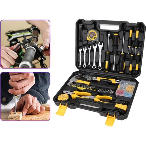 Set di attrezzi da 88 pezzi, in acciaio Cr-V forgiato, dimensioni compatte, ideale per casa e garage, resistente e anticorrosione. (1/5)