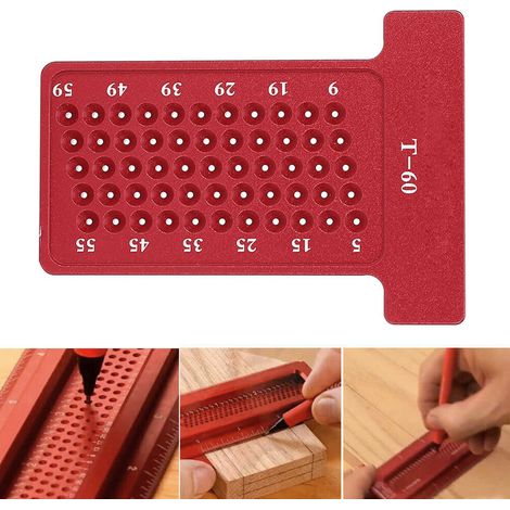 Règle de traçage pour le travail du bois T60, règle à trous, règle en T en alliage d'aluminium, outil de traçage pour le travail du bois (1/5)