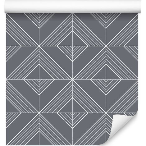 Carta da parati con motivo geometrico grigio per soggiorno e camera da letto, 50x1000 cm (1/5)
