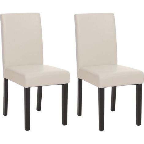 [NON UTILIZZATO] Set 2x sedie Littau ecopelle soggiorno cucina sala da pranzo 56x43x90cm bianco piedi scuri