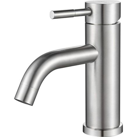 Single-hole bathroom faucet, single-handle brushed nickel bathroom sink faucet, modern stainless steel commercial basin faucet (without drain) (1/5)