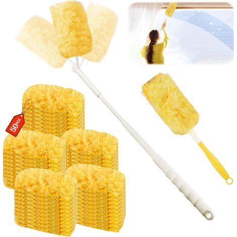 52 Pièces pour Plumeau Poussiere Recharge Kit,3D 360° pour Duster Nettoyage Recharge, avec Poignée Plumeau & Perche Télescopique, pour Poussière, Cheveux (1/5)