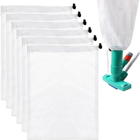 6-teiliges Set aus 23 x 32 cm Pool-Netzskimmer und Filterbeutel – Weiß (1/5)