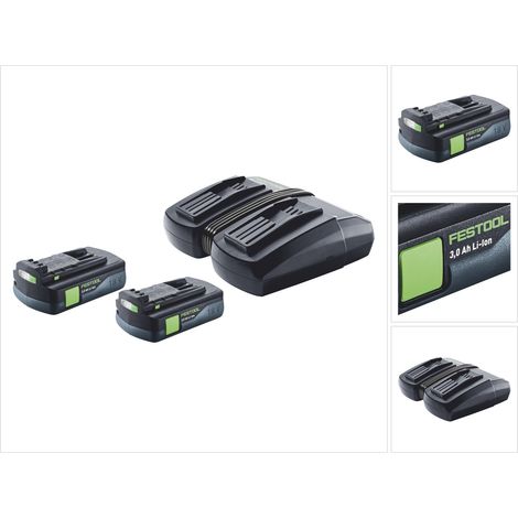 Festool Energie Set 2x BP 18 Li 3,0 C Akku 18 V 3,0 Ah / 3000 mAh Li-Ion ( 2x 577658 ) + TCL 6 DUO Doppel Ladegerät ( 577017 )