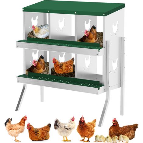 Nid Pondoir 6 Alvéoles en Acier Galvanisé – Antirouille, Récolte des Œufs Facilitée, Poulailler Pratique avec pied, vert (1/5)
