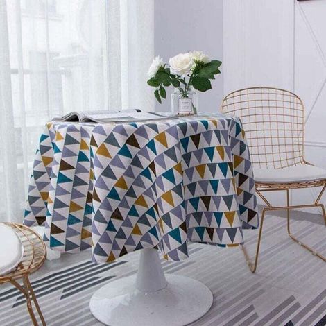 Nappe Ronde 120 cm en Coton et Lin Tissu Nappe en Sergé Simple Style Nordique Frais Durable Réutilisable Infroissable Décoration pour Cuisine Salle à Manger Table (Coloré, Diamètre 120cm) (1/4)
