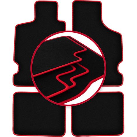 Alfombrillas de terciopelo con borde rojo para: Citroën Saxo hatchback (1996-2003) (1/5)