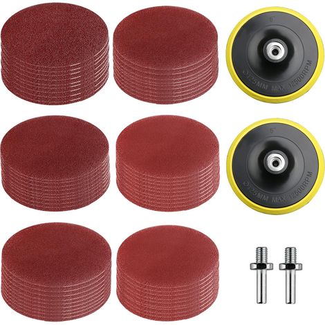 60 Pièces Disque Poncage, Papier Abrasif 40/80/120/180/240/320, Papier a Poncer Carrosserie avec Adaptateur de Disque Autocollant, pour Papier à Poncer Métal 125mm (1/5)