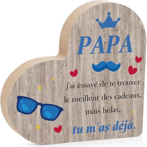 Cadeau Papa Fille Cadeau Noel Cadeaux Anniversaire Papa Cadeaux Fete des Peres, Décoration Planche en Bois en Forme OBJET DECORATIF (1/5)