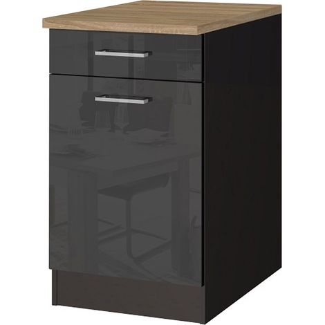 Küchen-Unterschrank 50 MARANELLO-03 Anthrazit Hochglanz Breite 50 cm (1/2)