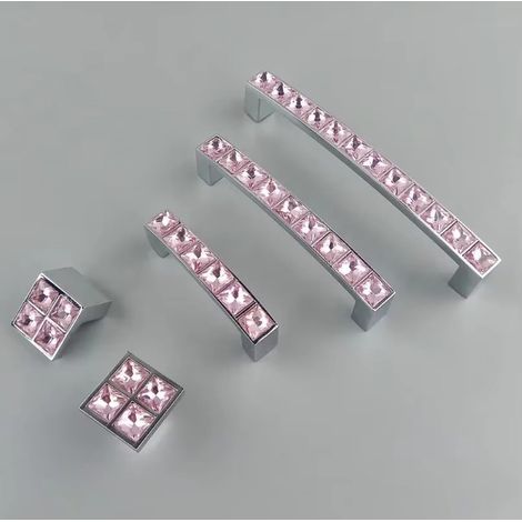 Poignée de porte en cristal rose scintillant forme diamant pour (1/4)
