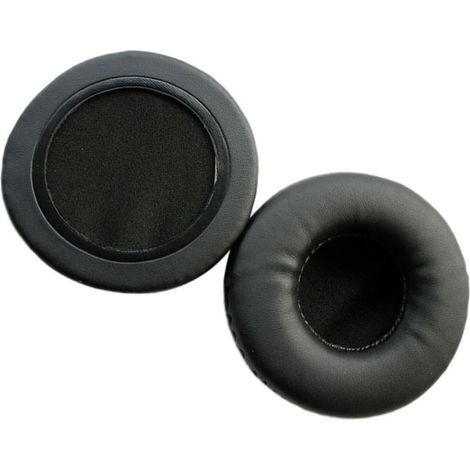 Housse de Casque Ronde en Mousse et Cuir Noir 7,5cm 2pcs, Coussinets d'oreille Faciles à Installer pour Casque Antibruit, Protège Les Rayures (1/5)