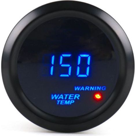 Manomètre de température d’eau automobile 2 pouces (52 mm) 12V universel, affichage numérique LED bleue pour course, unité °C (1/4)