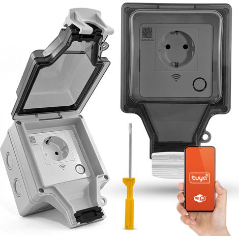 Presa a montaggio superficiale Officina Giardino Wi-Fi Tuya Smart Sigillato Misurazione dell'energia (1/5)