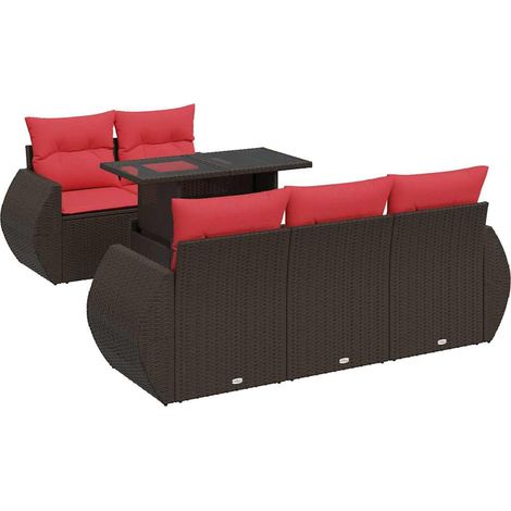vidaXL Set Divano Giardino 6 pz con Cuscini Marrone Polyrattan Acacia (1/5)