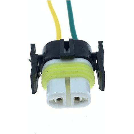 Connecteur automobile H11 en céramique à deux prises, 2 broches et deux trous, avec bornes pour le raccordement pneumatique aux ampoules - Fiche simple