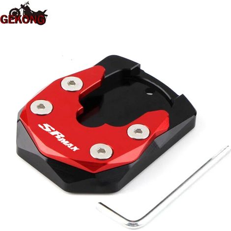 (SRMAx-Rouge) Béquille latérale CNC pour moto, extension de support, compatible avec Aprilia SRMAX 250 et 300 (SRMAX250, SRMAX300 maxpower). (1/4)