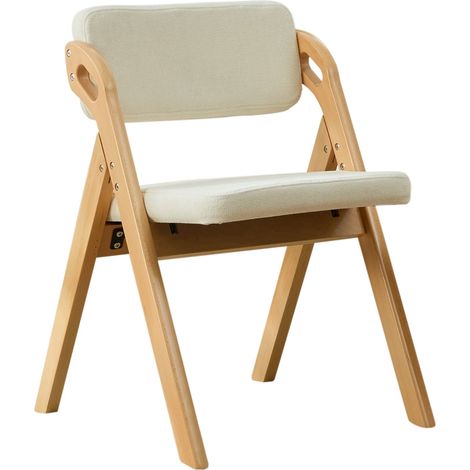 GagaChaises pliantes en hêtre rembourrées beige lot de 2 (1/5)