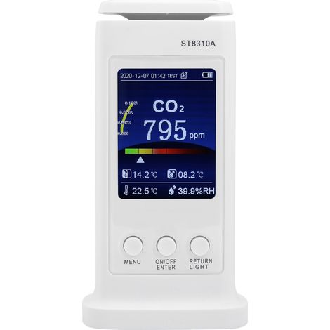 ST8310A Testeur de dioxyde de carbone, enregistreur, détecteur de qualité de l'air, moniteur de température et d'humidité, UE 100-240 V