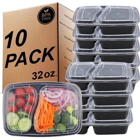 Lunchbox 2 Fächer Bento Kunststoff BPAfrei 2 Compartment 10 Pack (1/5)