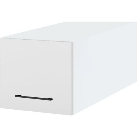 Meuble haut grande profondeur de cuisine Lovia Blanc Mat 1 porte relevable L 45 cm - Porte avec poignée apparente White (1/3)