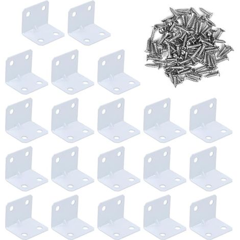 20 Pièces Équerres de Fixation Équerre Angle en Acier Inoxydable 90 Degrés à Angle Droit avec 80 vis de fixationpour armoire de meubles blanc (1/5)