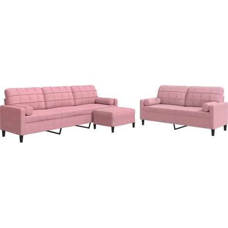 Maison Exclusive - Set di Divani 3 pz con Cuscini e Rinforzi rosa in Velluto