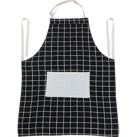 Tablier En Coton Avec Dentelle Et Doubles Poches Pour Cuisine Et Pâtisserie Motif Écossais Noir (1/2)
