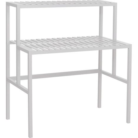 étagére à plantes en bambou HWC-Q34, étagére en escalier pour fleurs, 2 tablettes, 100 x 90 x 50 cm