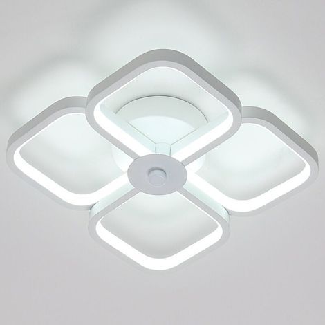 Plafonnier LED, plafonnier rectangulaire moderne en métal acrylique, suspension de 30 watts, diamètre de 24 cm, convient aux bureaux, chambres, salons, salles à manger et couloirs, blanc. (1/5)