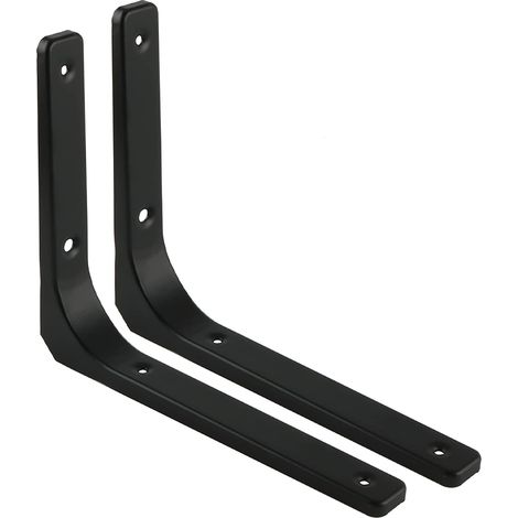 Support d'étagère d'angle, support de suspension 200 mm x 150 mm, métal finition noir mat, lot de 2 (1/5)