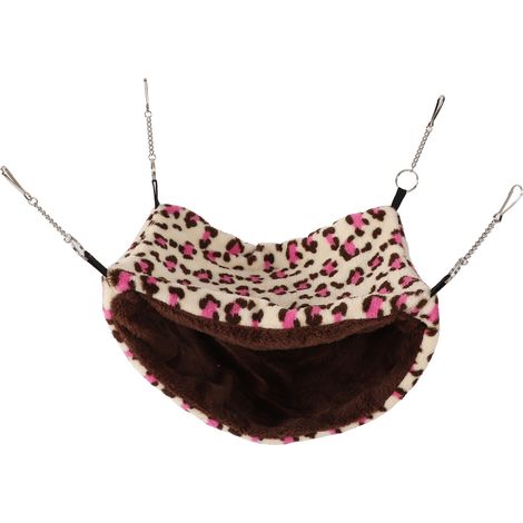 Petit hamac suspendu en peluche douce et chaude à double couche pour cage d'animaux de compagnie, idéal pour les écureuils et les hamsters (à pois roses). (1/5)