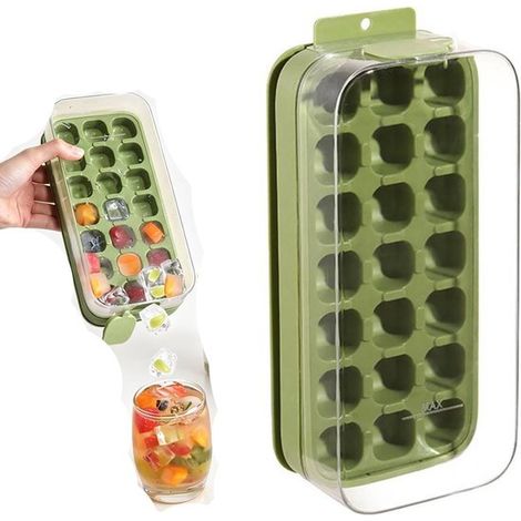 Bouteille d'eau avec moule à glaçons 2-en-1, bouteille portable anti-fuite compatible congélateur, pour sport, voyage et usage quotidien, vert (1/5)