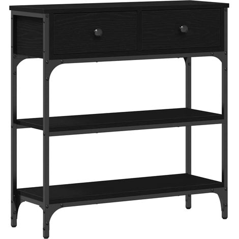 Table console，Table d'appoint，Bout de canapé，Meuble d'entrée Chêne noir 72,5 x 25 x 75 cm Bois d'ingénierie