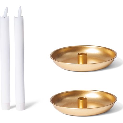 2x Novaliv Standkerzenhalter Stabkerzenhalter 2 x 15cm Gold (1/4)