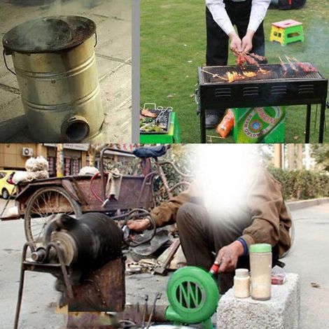 Souffleur d'air à manivelle pour pique-nique, barbecue et camping - Outil pour faire du feu - 150 W (1/4)