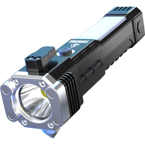 Lampe torche LED rechargeable, marteau de sécurité, plastique, argent (1/5)