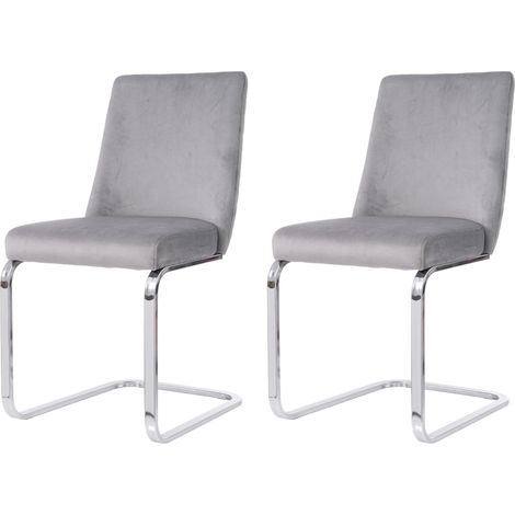 Juego de 2 sillones de terciopelo, tapizados en gris con respaldo en forma de diamante y soporte de metal, ideal para sala de estar, dormitorio, estudio u oficina. (1/5)