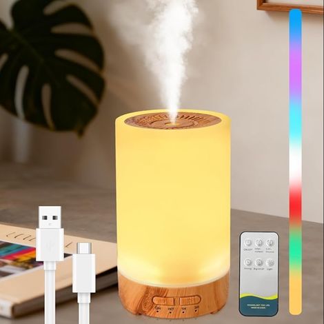 Diffuseur D'huiles Essentielles, Ultrasonique Arômes avec Télécommande 7 Couleurs LED Humidificateur d'air de Parfum Electrique pour Chambre, Spa, Yoga, Salon (1/5)