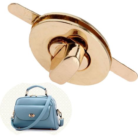 1 Set Ovale Sac en Cuir Fermoir Métal Tourner Serrure Serrure for Bagages DIY Sac À Main Attraper Boucle 23 16mm (Color : Gold) (1/5)