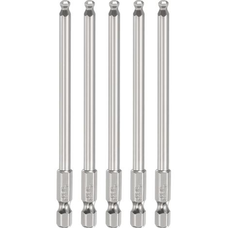 5pcs Embout Tournevis À Six Pans À Bout Sphérique H4 (4mm) Tête 1/4" Tige Hexagonale 100mm (4") Long Acier S2 Magnétique Métrique Embout Tournevis Clé Outil (1/5)