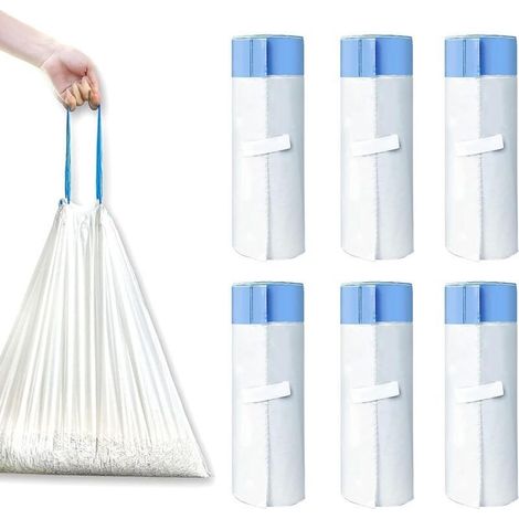 Sacs à litière pour chat 500 x 450 mm, avec poignée de transport, pour litière autonettoyante, paquet de 90, biodégradables, durables, indéchirables, 6 rouleaux