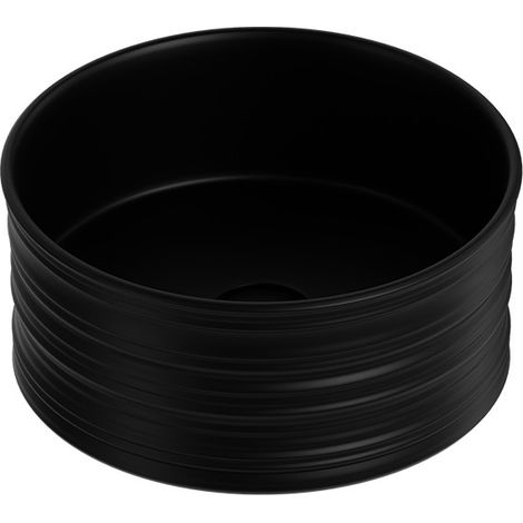 Lavabo d'appoggio tondo in ceramica da 40 cm nero opaco - Serie Nordic (1/4)
